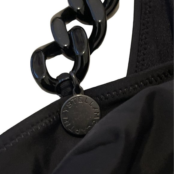 Stella McCartney One Piece Swimsuit Small Black Falabella Chain Detail Italy NEW - Picture 8 of 16